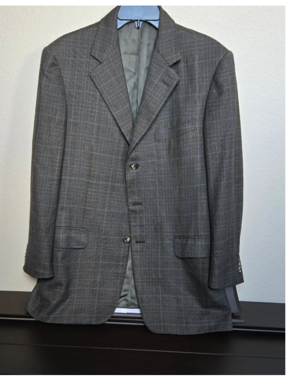 Men's Ermenegildo Zegna 15 Milmil 15 Sport Coat, Brown and Blue Plaid wool us40